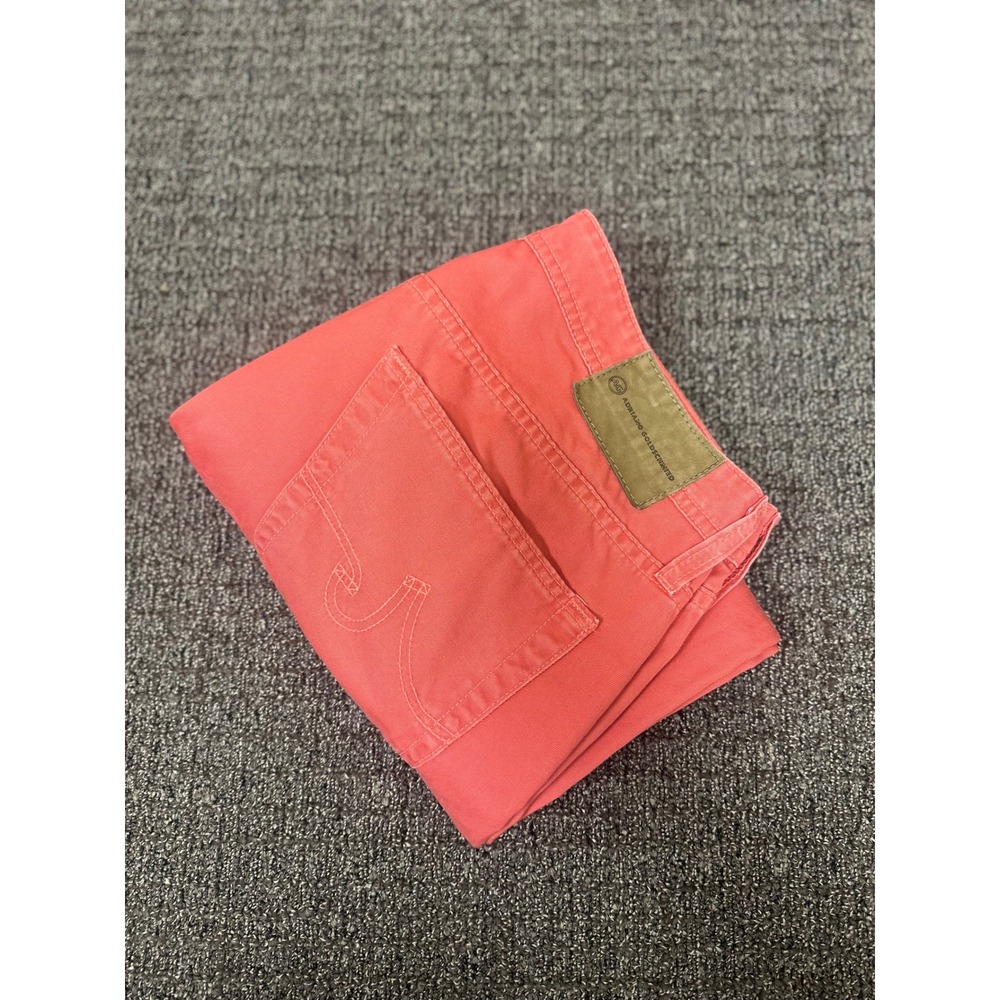 AG Adriano Goldschmied The‎ Protégé Jeans Mens Size 34 Straight Leg Coral Red